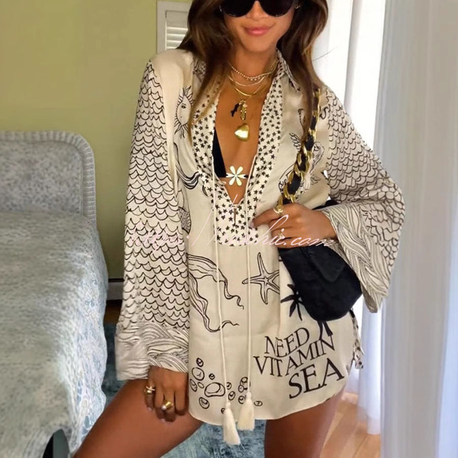 Women's Shirt Shorts Loose Printing Suit