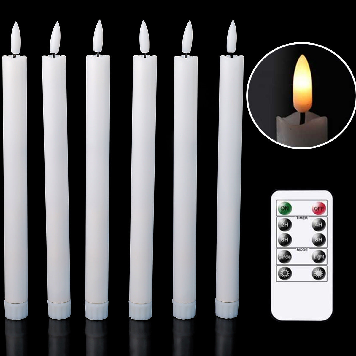 255cm10 Inch Bullet 10 Key Remote Control Wave Mouth Electronic Candle Plastic Birthday Christmas Eve