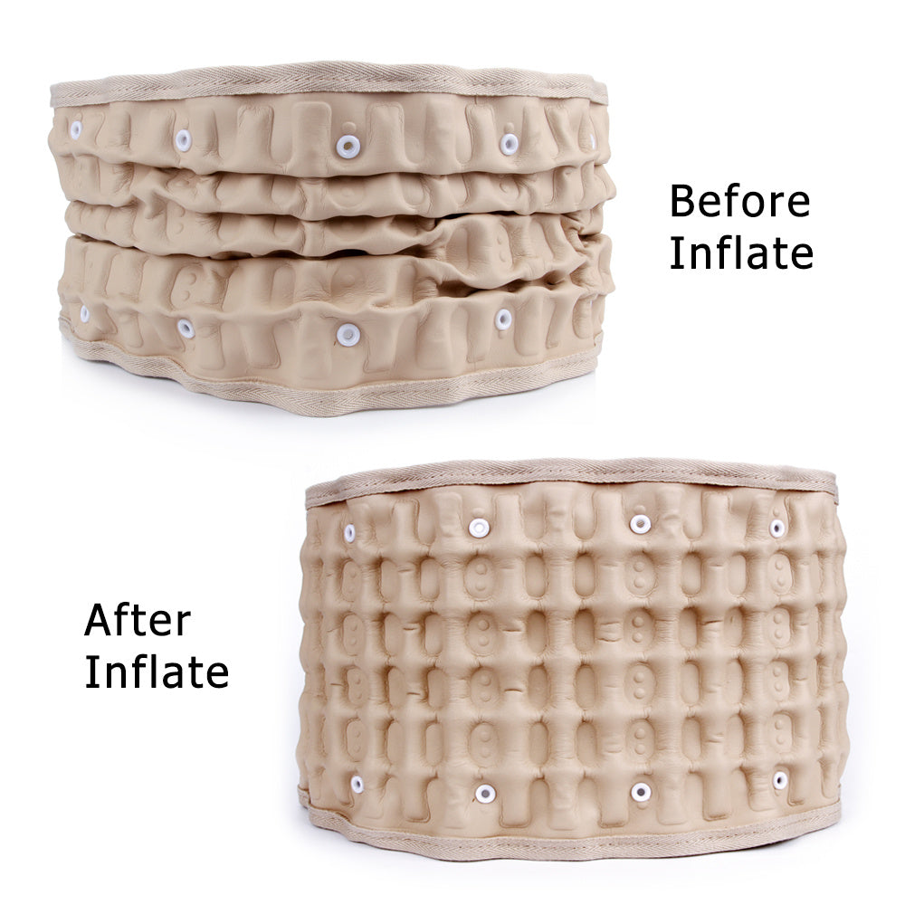 Inflatable belt lumbar traction massager