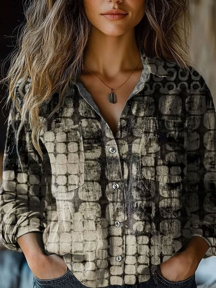 D Printed Exquisite Linen Women's Top