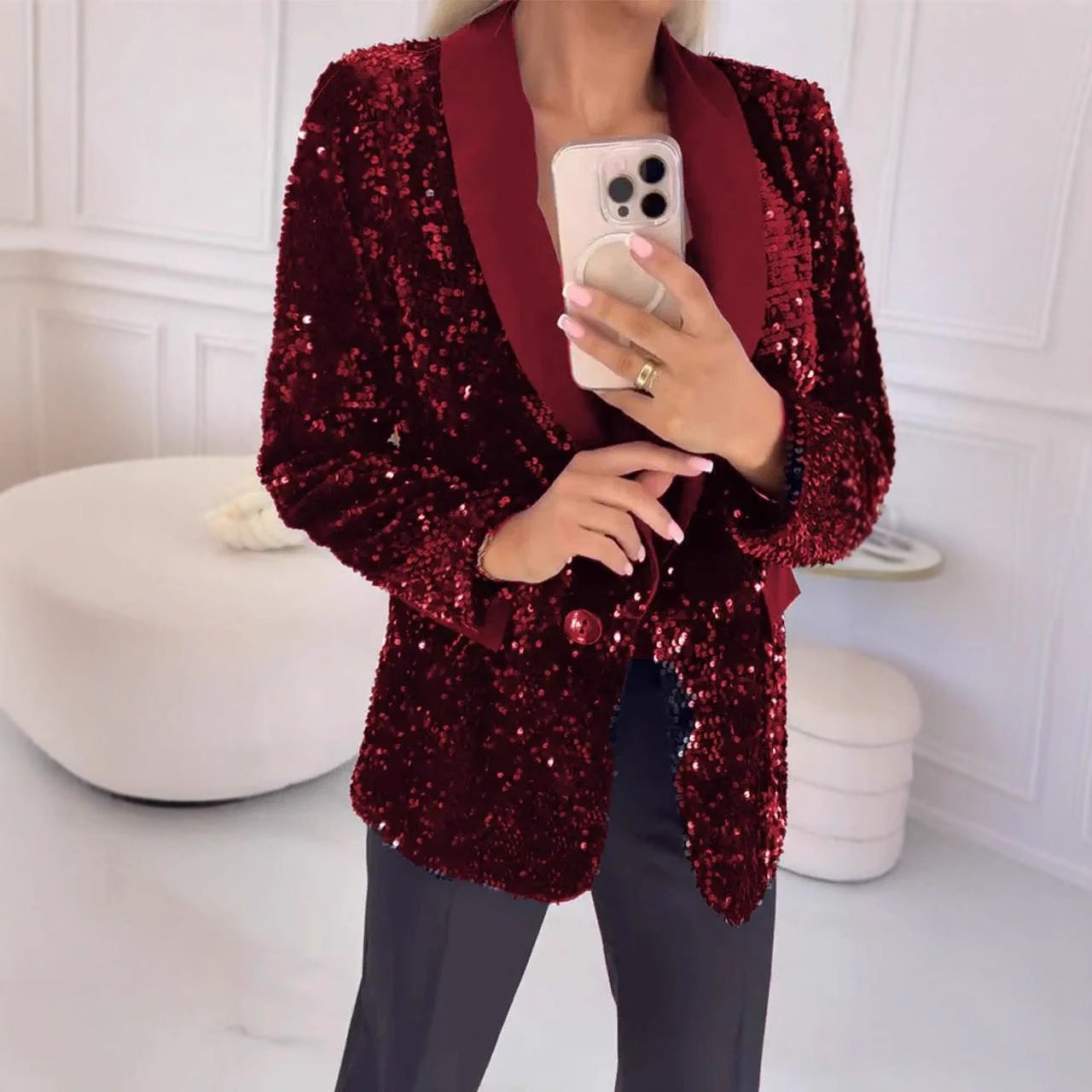 Autumn And Winter Leisure Fashionable Sequins Jacket