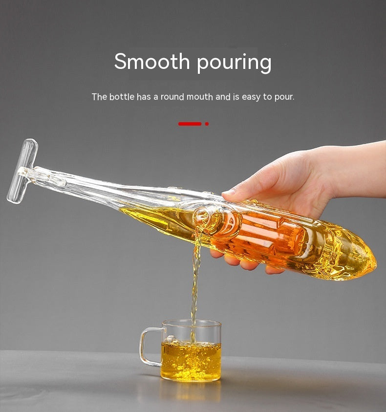 Transparent Glass Jar Helicopter Wine Bottle