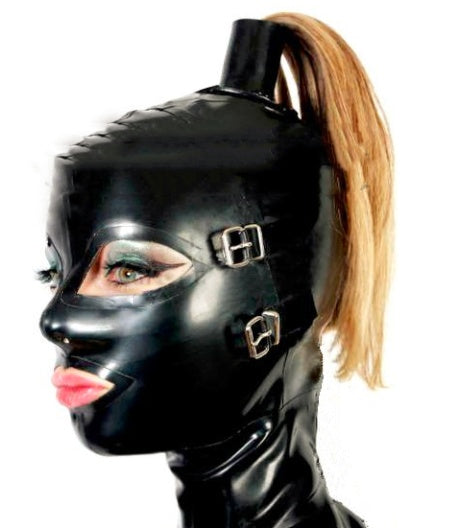 Natural Latex Headgear With Braids And Holes