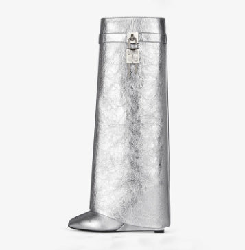Wedge High Metal Plus Size Women's Boots Below The Knee Boots