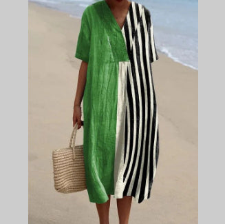 Round-neck Long Printed Casual Fashion Ladies Dress