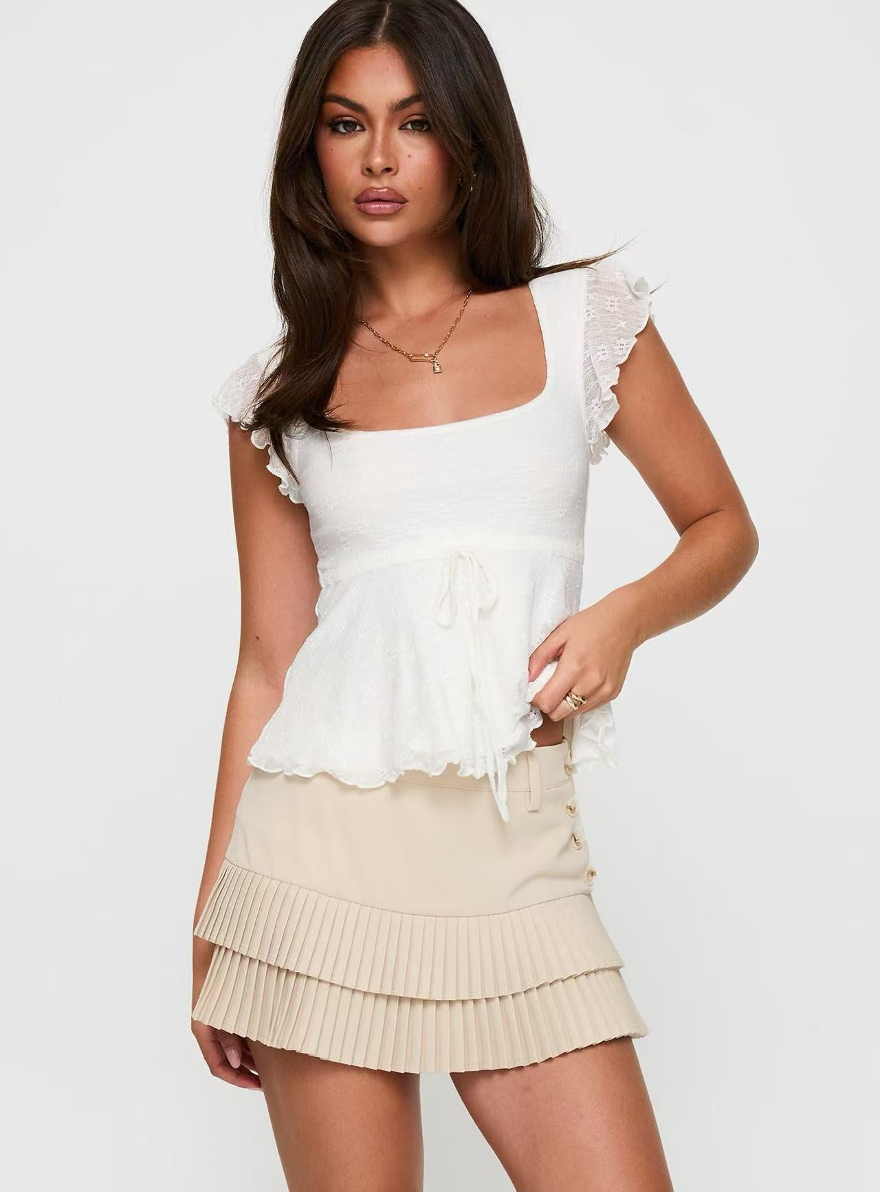 Half Sleeve Short Top Spring Summer Slim-fit