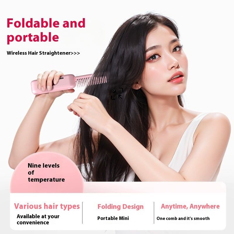 Straight Comb Wireless Charging Portable Negative Ion Hair Straightener