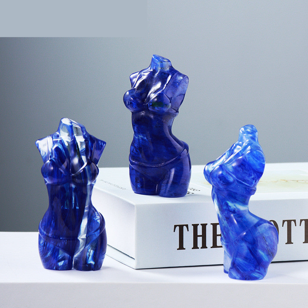 Blue Smelted Crystal Nude Torso Sculpture Ornaments
