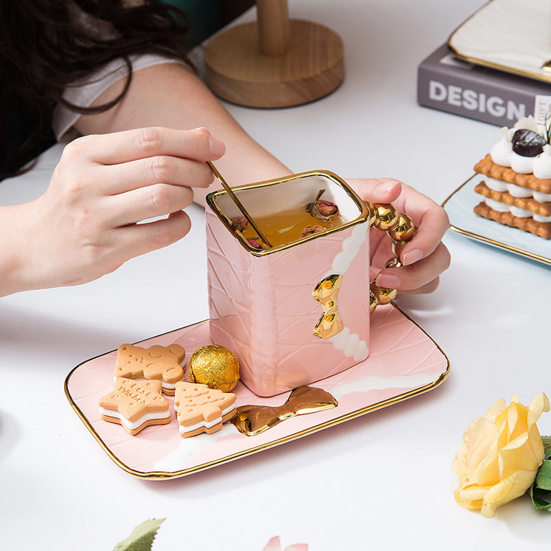 Beaded Bowknot Bag Modeling Cup Ceramic Mark Cup