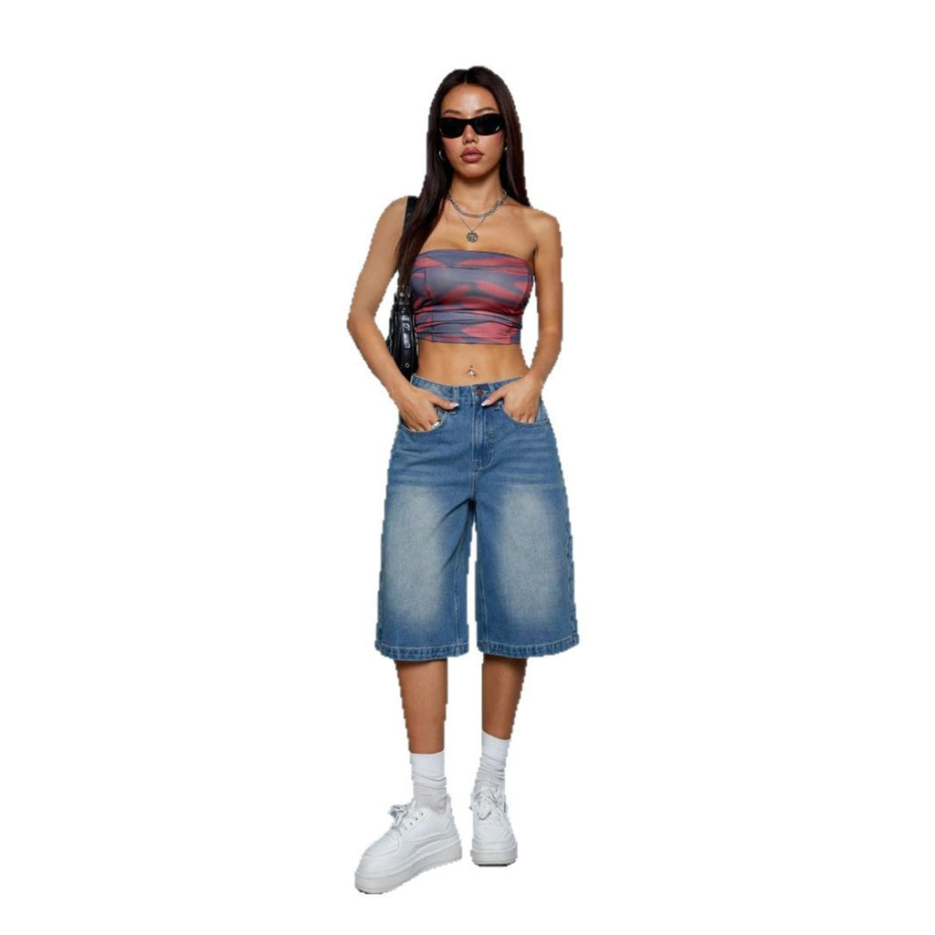 Straight-leg Denim Loose All-matching Wide Leg Shorts