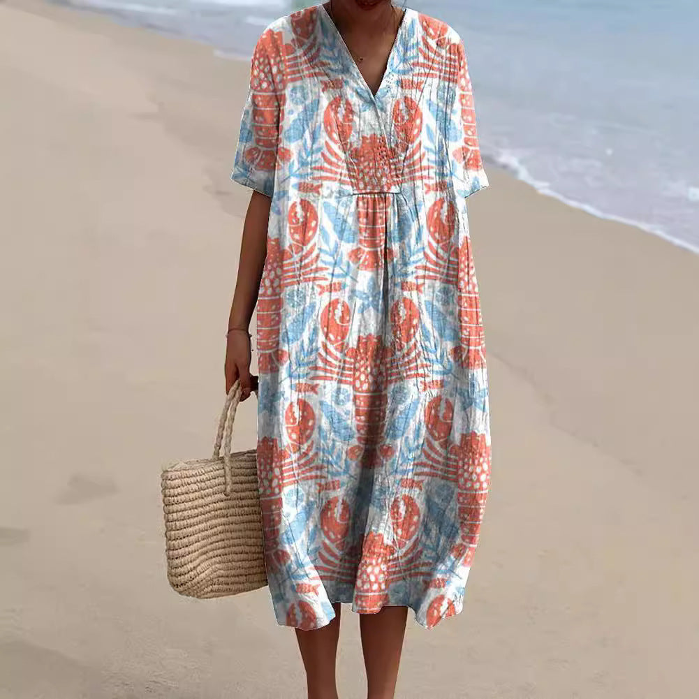 Women's Casual Marine 3D Printed Sleeve Skirt