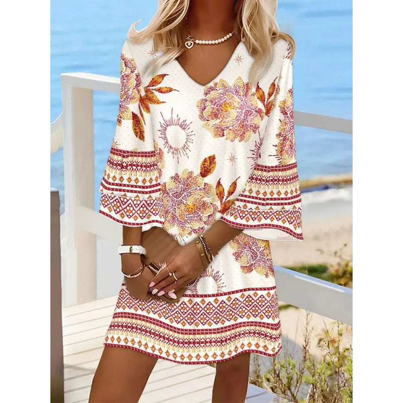 Women's Fashionable All-Match Full-body Printing Dress