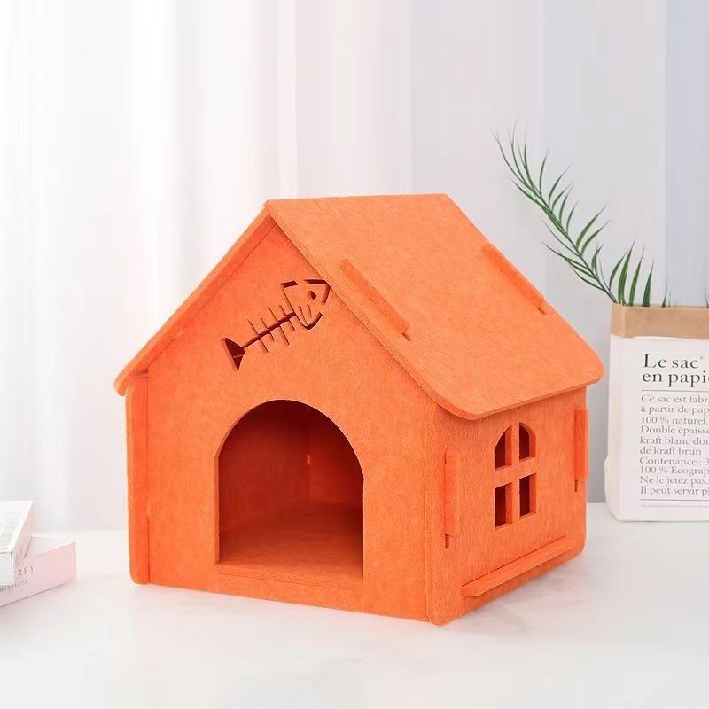 Felt Cat Bed Four Seasons Universal Removable And Washable Small House Semi-closed Warm Pet Bed