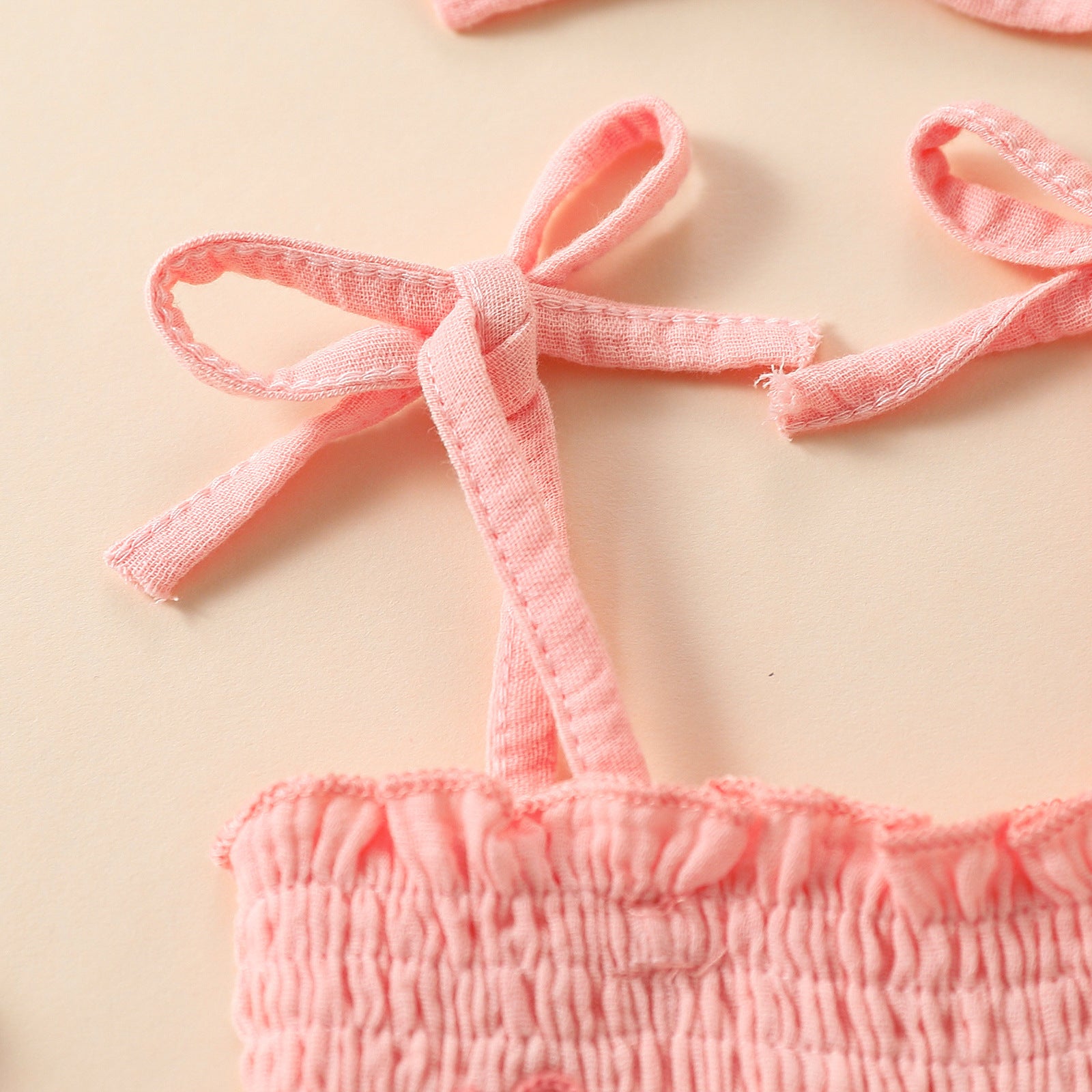 Towel Embroidery Mesh Slip Dress Bowknot Headband Two-piece Set