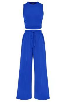 Trousers Elastic Waist Loose-fitting Sleeveless Shirt Suit