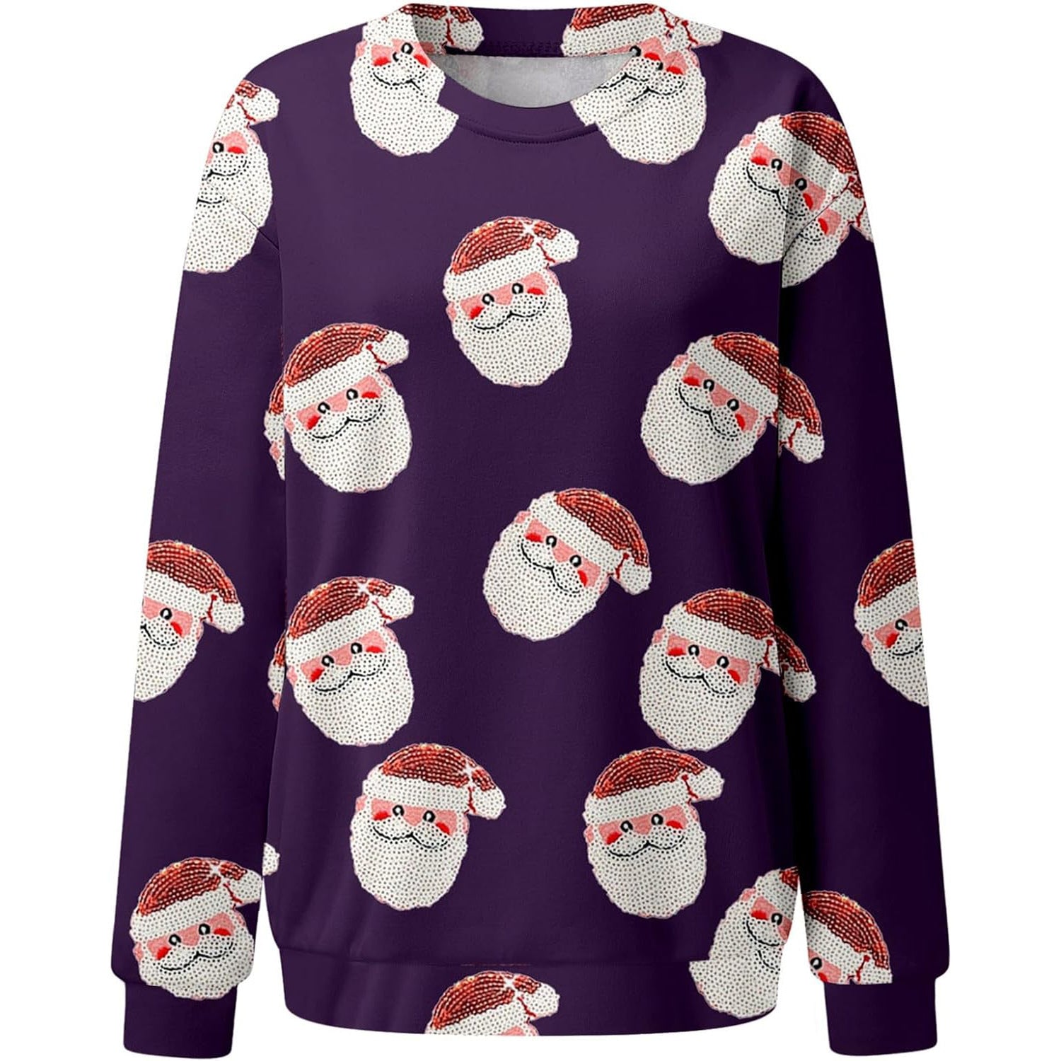 New Hot Sale Women's Casual Capless Round Neck Regular Drop Shoulder Sweater Pullover Print Top