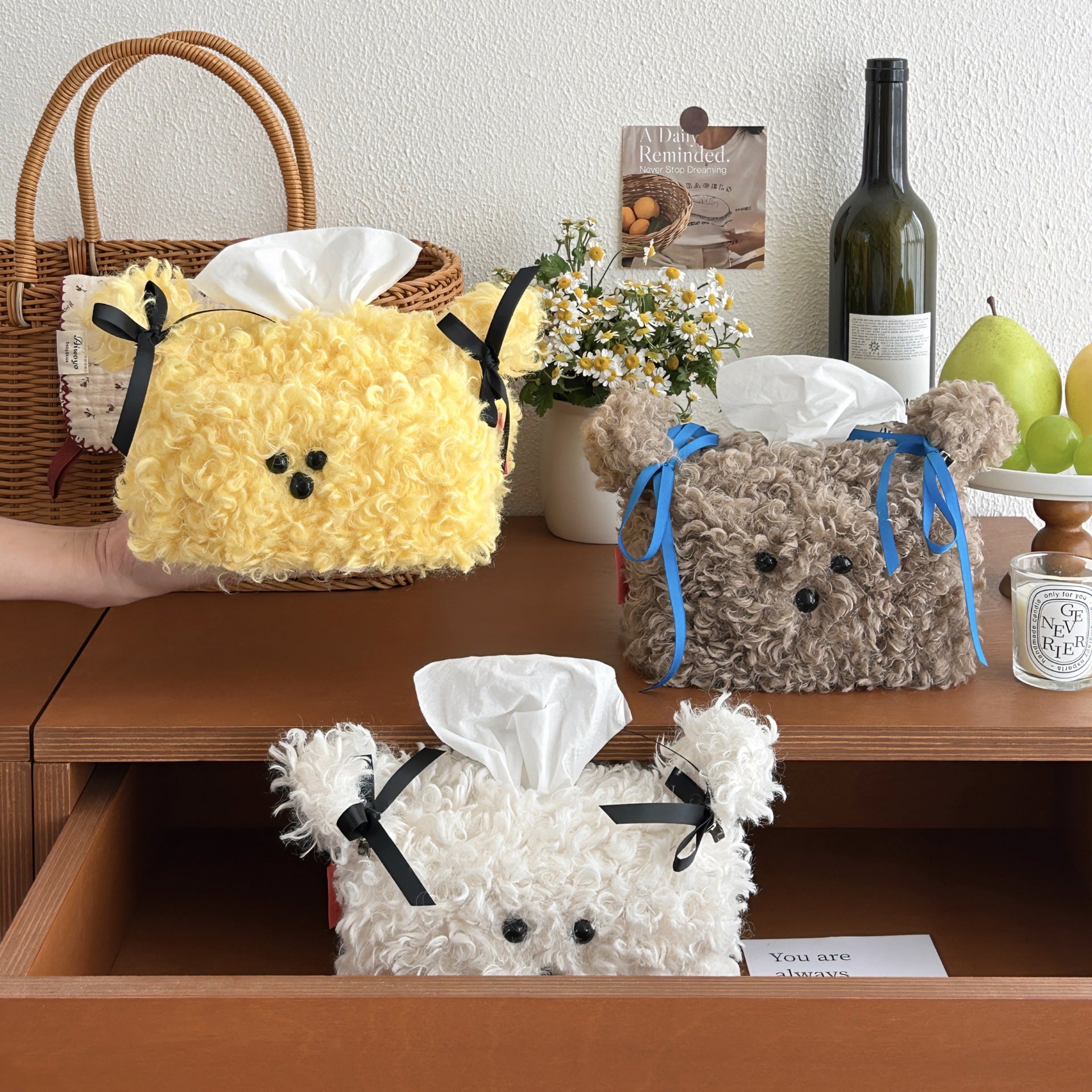 Creative Cute Plush Puppy Tissue Box