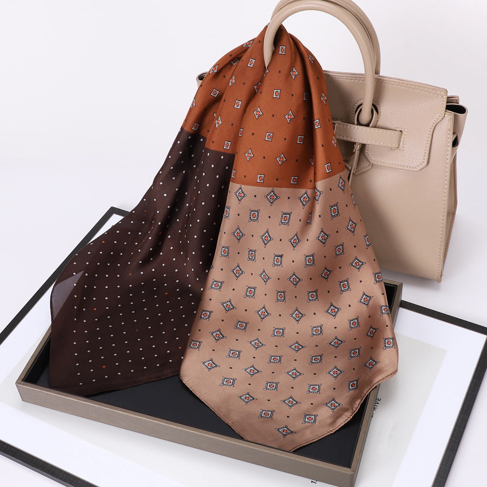 Small Square Towel Silk Scarf Retro Three-dimensional Letter Printing Ladies New