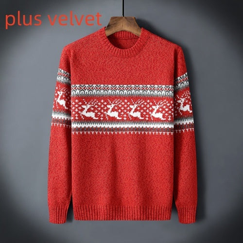 Men's contrast color plus fleece sweater