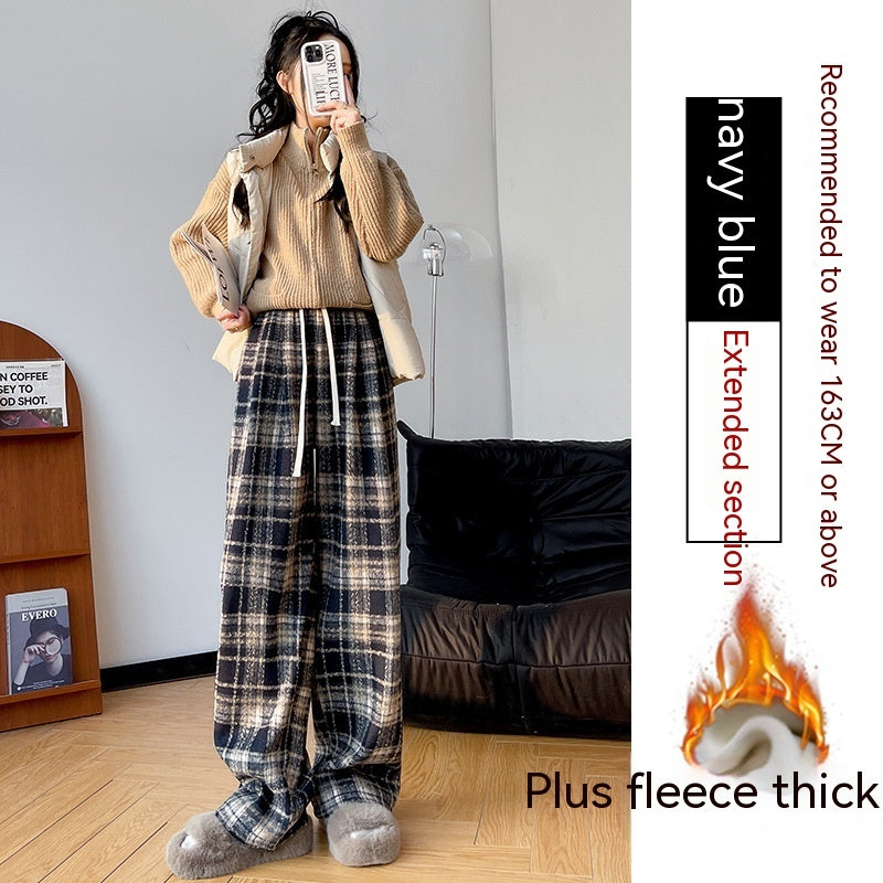 Retro Christmas Plaid Pants Women's High Waist Drooping