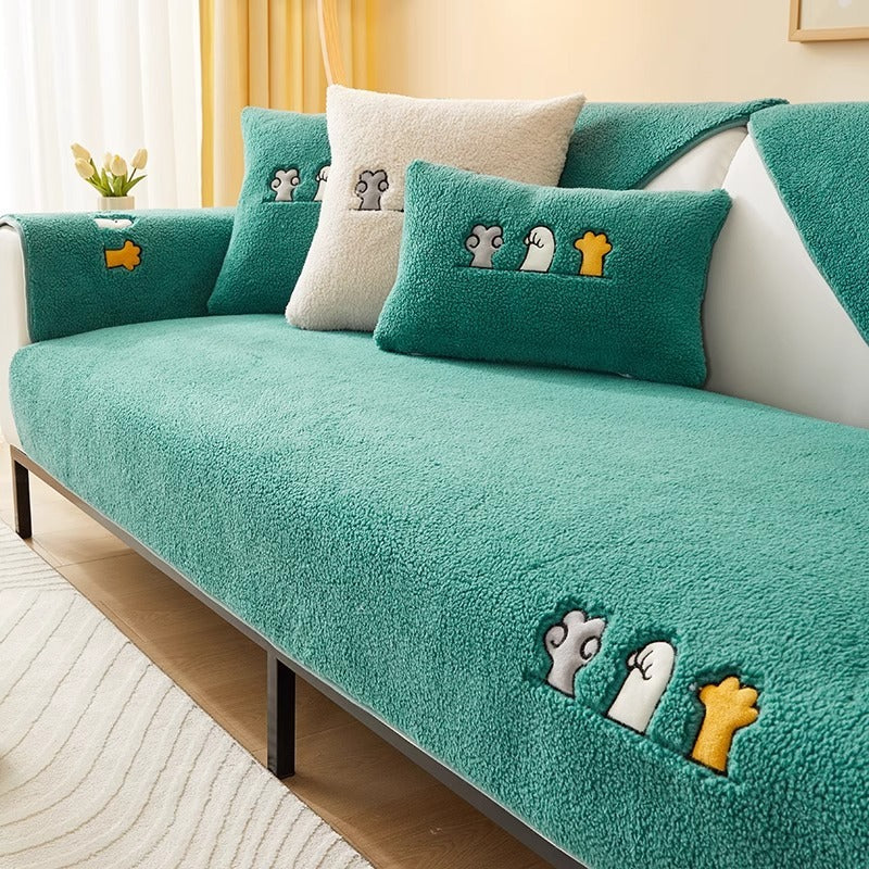 Non-slip Thick Lambskin Sofa Cushion