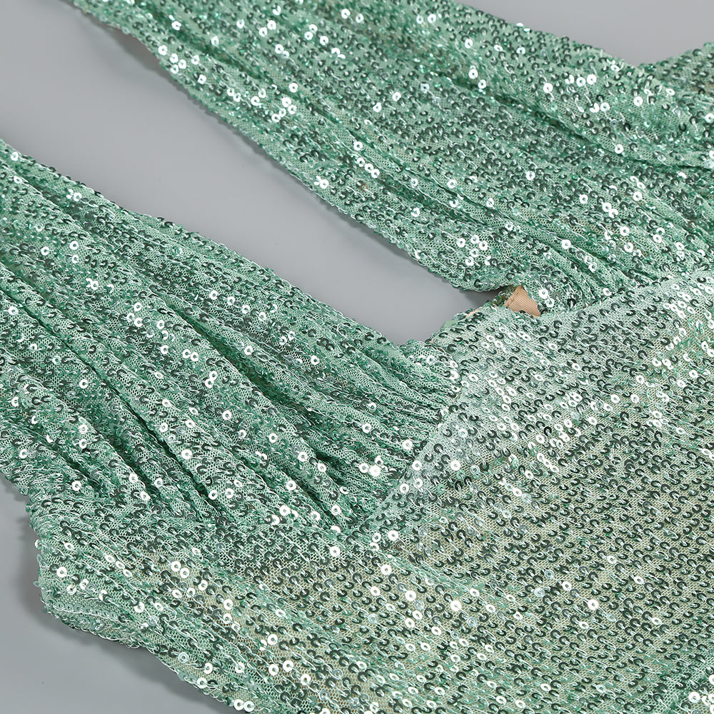 Split Sparkling Sequin Slimming Ball Evening Dress