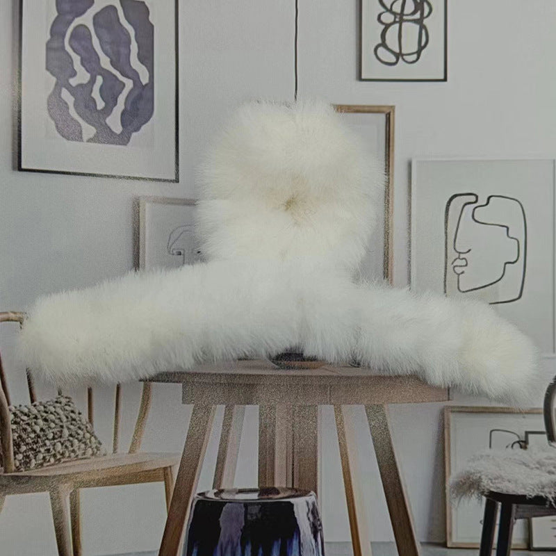 Korean Style Solid Color Plush Shark Clip Headdress