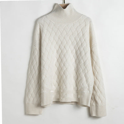 Women's padded pullover sweater wool loose knit