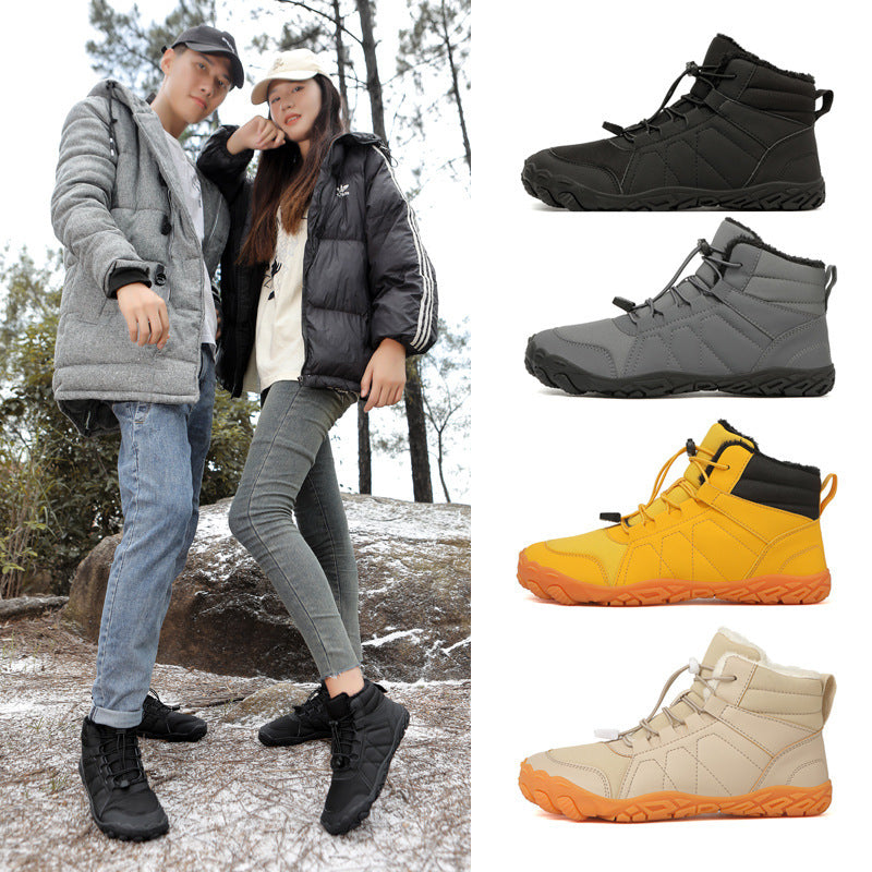 Men's Snow Boots Barefoot With Thick Fleece Sole