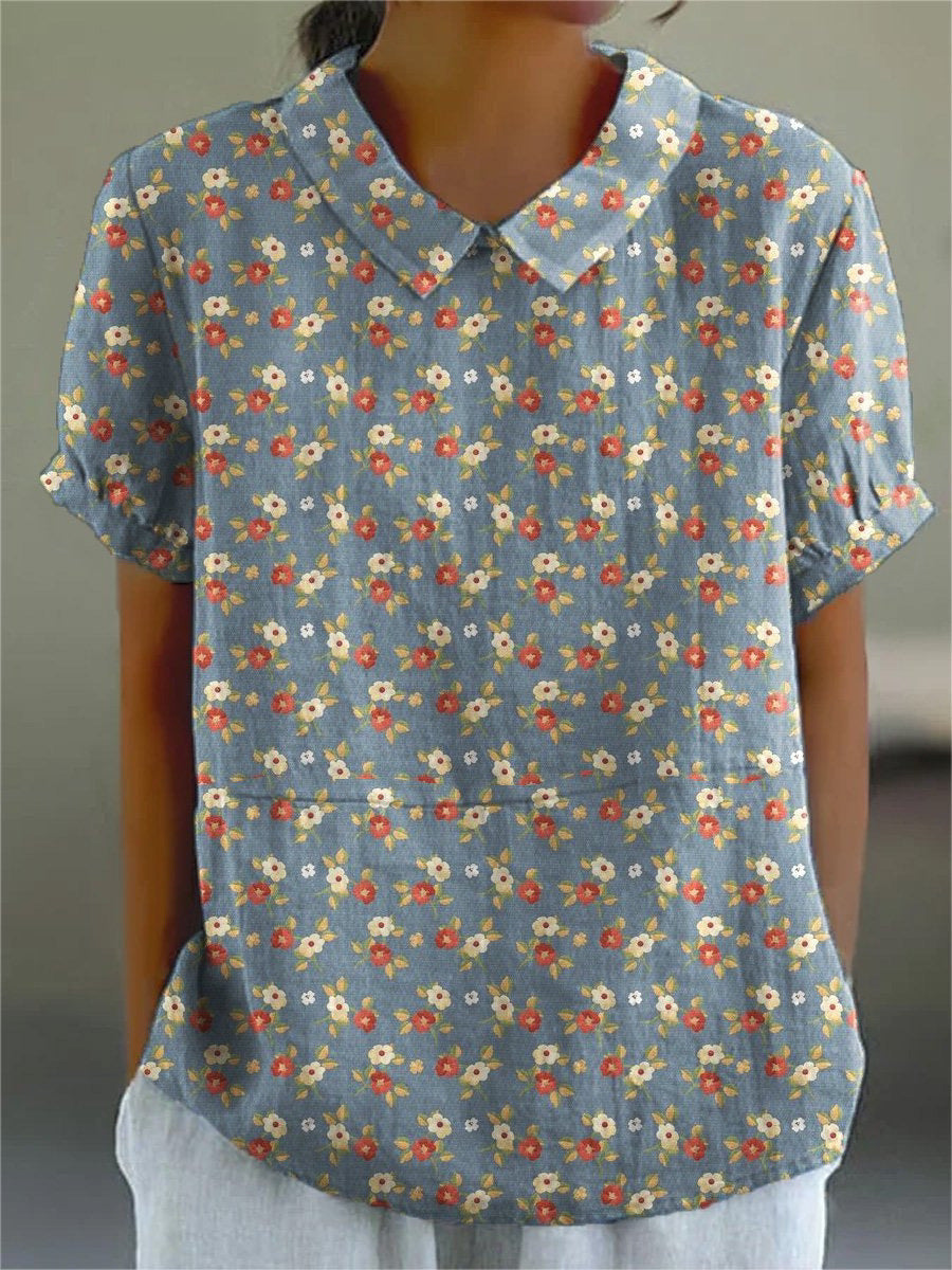 Summer Short Sleeve Printed Pullover Shirt