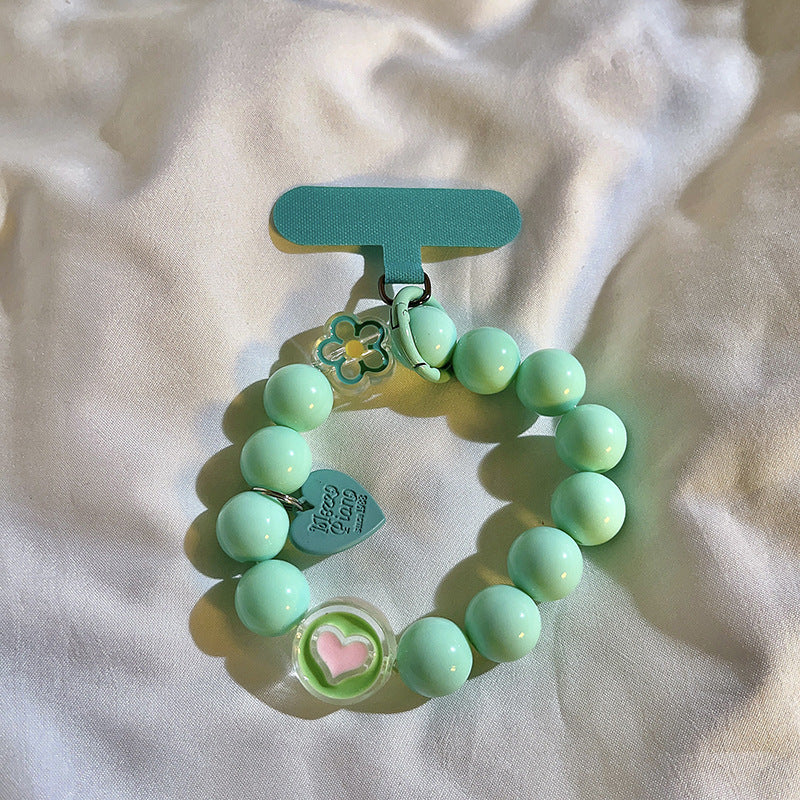 Beads Solid Color Bracelet Phone Case Pendant