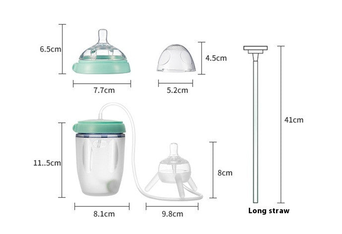 Separated Silicone Long Straw Milk Bottle