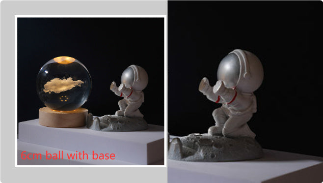 3D Crystal Ball Night Light Solar System Cosmic Theme LED Decoration Light Wooden Base Astronomy Nightlights Birthday Gift