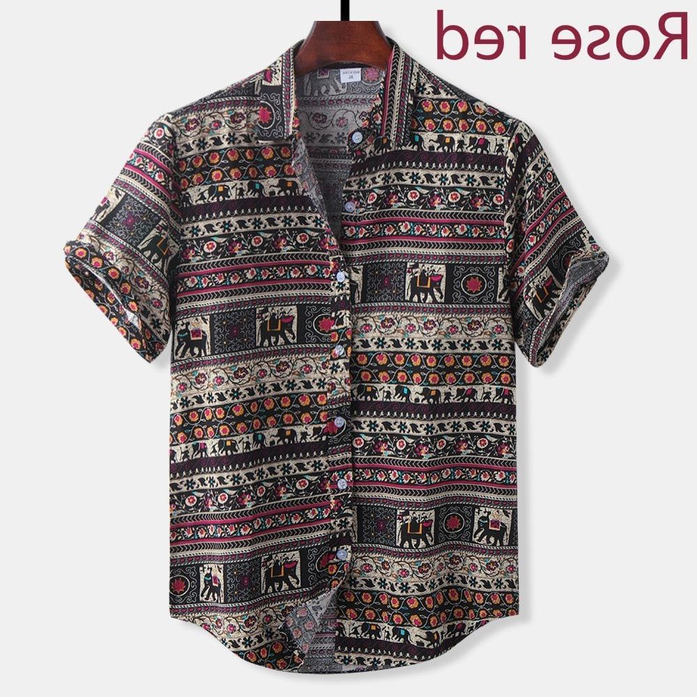 Casual Square Print Short Sleeve Shirt