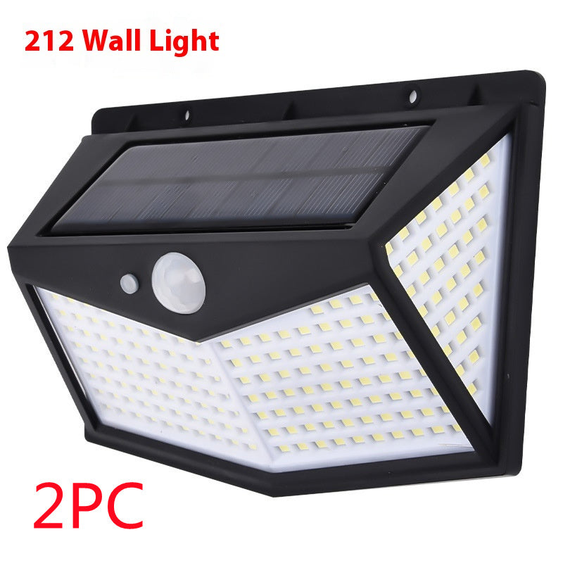 114LED Solar Wall Lamp All Sides Luminous Outdoor Human Body Induction Street Lamp