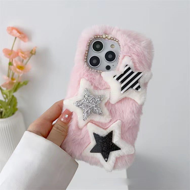 Plush Five-pointed Star Hair Accessories Hole Shoes Phone Case Ornament