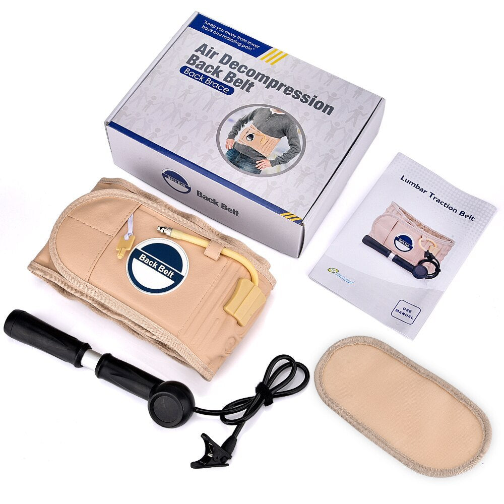 Inflatable belt lumbar traction massager