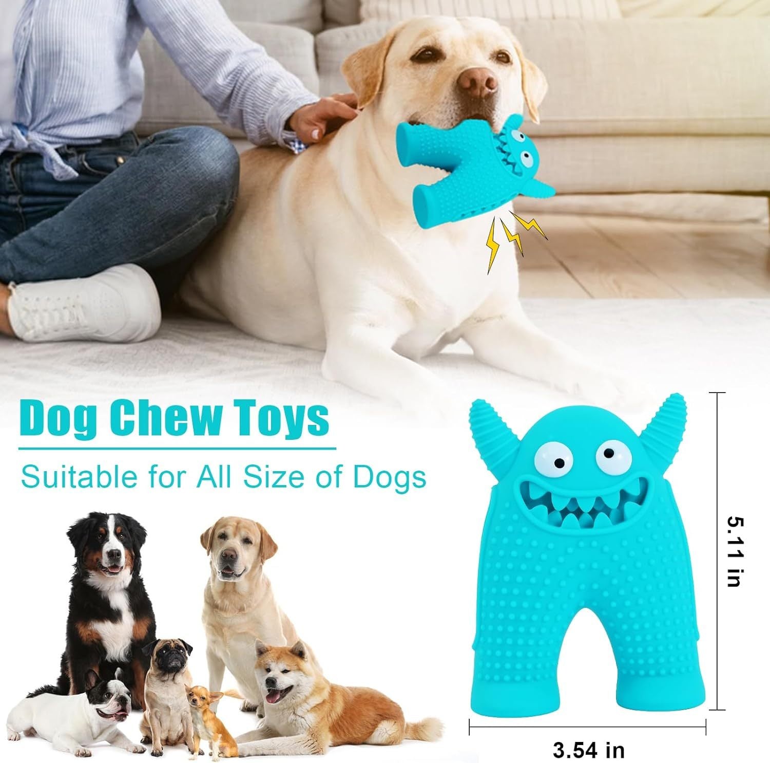 Squeaky Dog Toys For Aggressive Chewers,Durable Interactive Dog Chew Toy For Small Dogs,Natural Rubber Teeth Cleaning Puppy Treat Toys