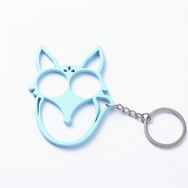Fox Shaped Key-chain Metal Double Finger Lock Outdoor Self-defense Supplies Multifunctional