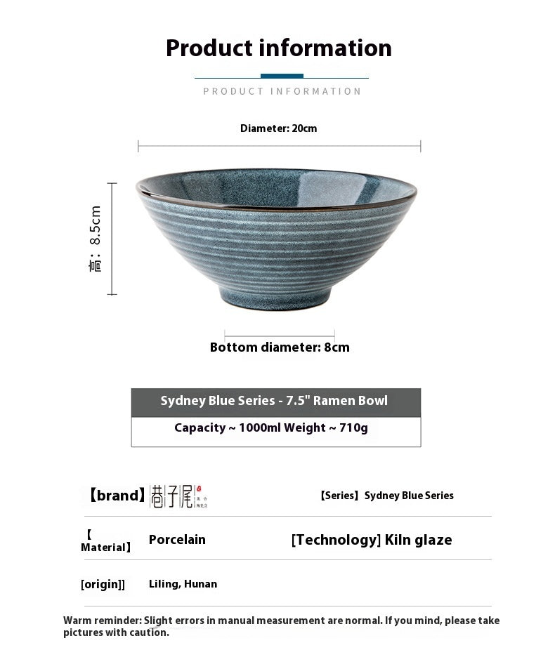 Bamboo Hat Ramen Bowl Ceramic Large Soup Slightly Flaw