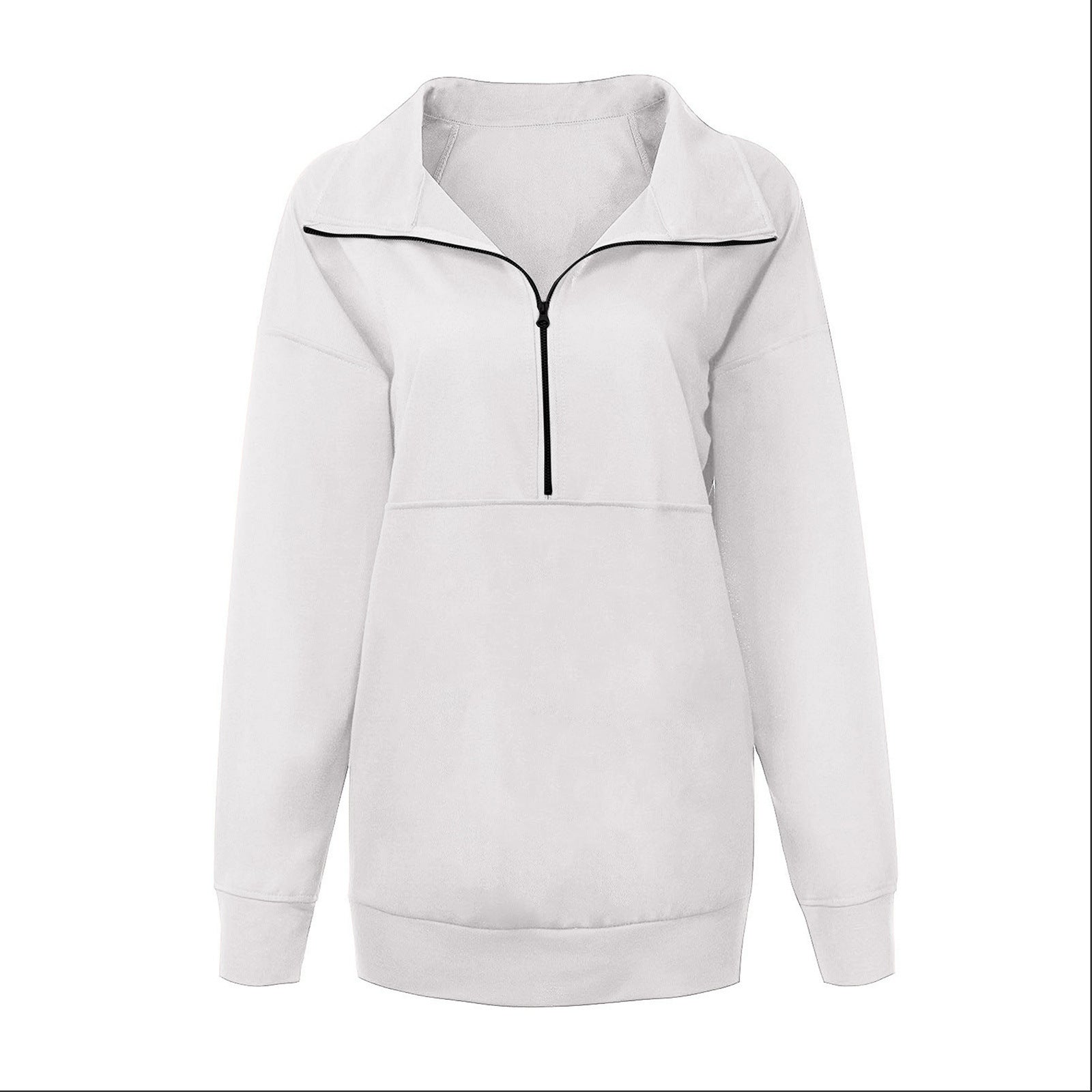 Solid Color Stand-up Collar Long-sleeved Zipper Jacket Hoodie