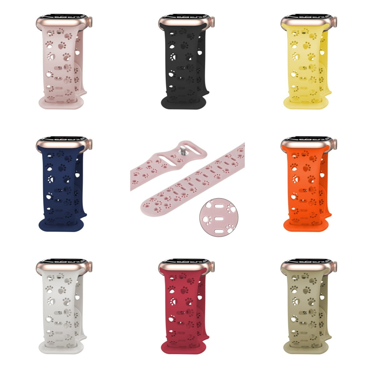 Cat's Paw Hollow Solid Color Silicone Strap