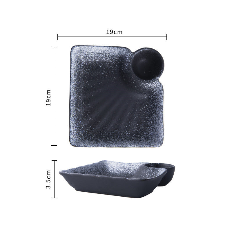 Creative Ceramic Japanese Dumpling Plate With Vinegar Dish