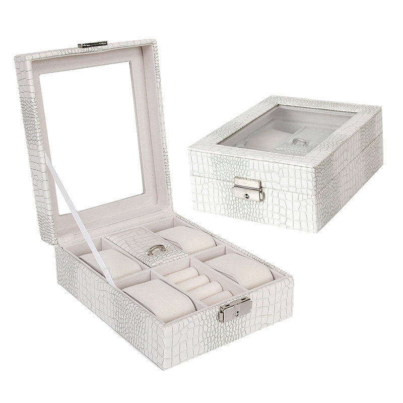 Snake grain leather jewelry box