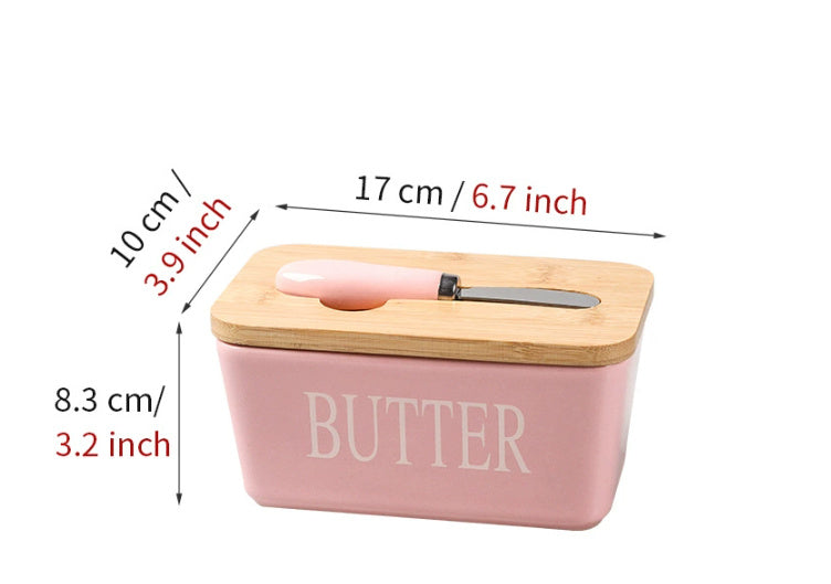 Butter Box Sealed Can Butter Bamboo Cover Cheese With Knife