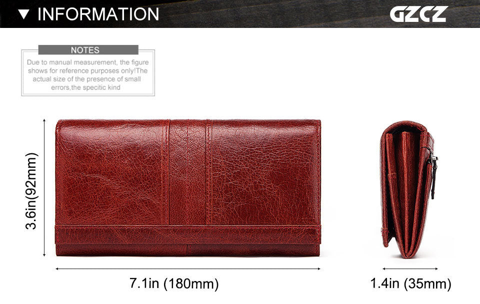 Women's leather long multi-card large capacity clutch