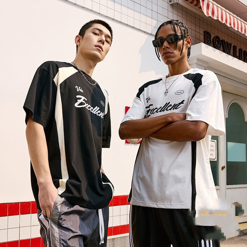 Basketball Sports Knitted American Round Neck T-shirt