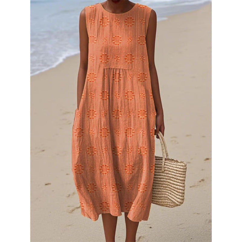 Slim-fit Printed Long Dress 3D Printed Women's