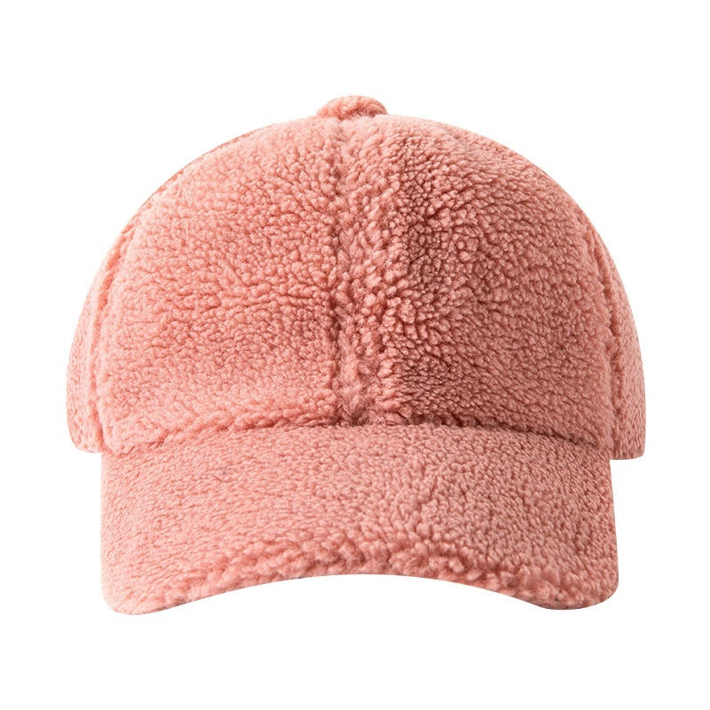 Lamb Wool Hat For Women Plush Peak Cap