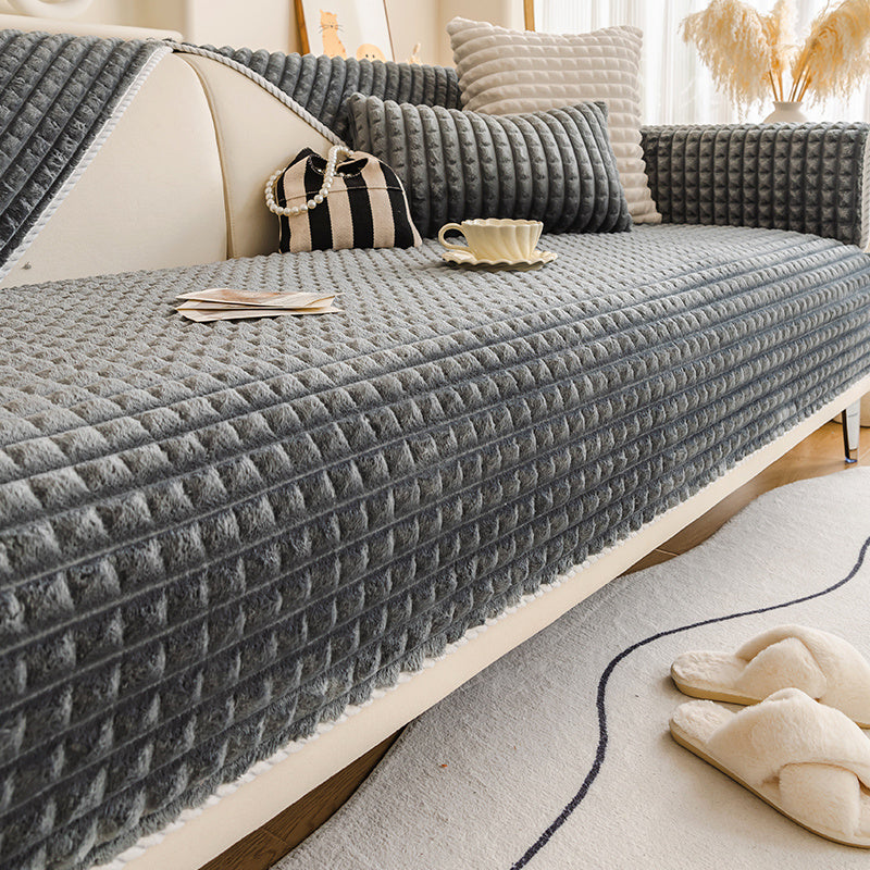 Thickened Flannel Sofa Cushion 2024 Winter Thickened Sitting Non-slip Sofa Cover Plush Cover Towel